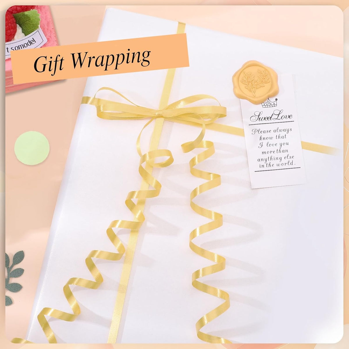 jaikg 1200 Yards/2 Roll Gold Curling Ribbon 1/5 Inch for Wedding Decor Party Gift Wrapping