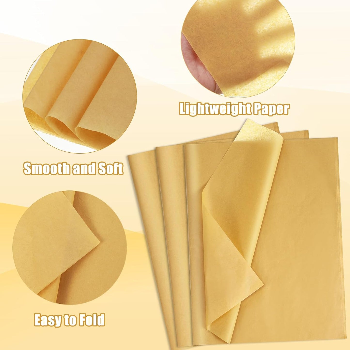 200 Sheets Gold Tissue Paper for Gift Bags, 20x14 Inches, Gift Tissue Paper Bulk for Crafts Christmas Weddings Birthday Party Decorations