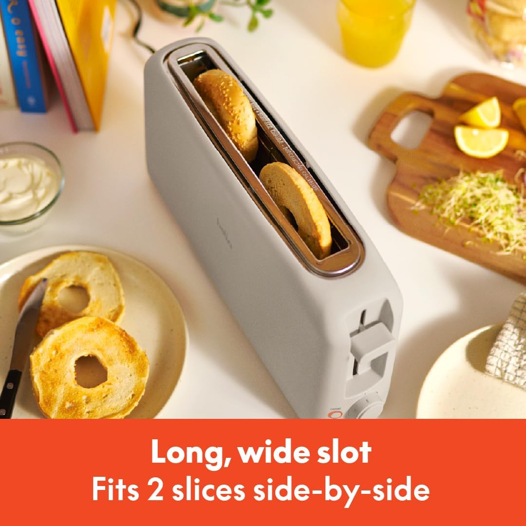 bella Fits-Anywhere™ Slim Toaster, 2 Slice Extra Long & Wide Slot, Oatmilk