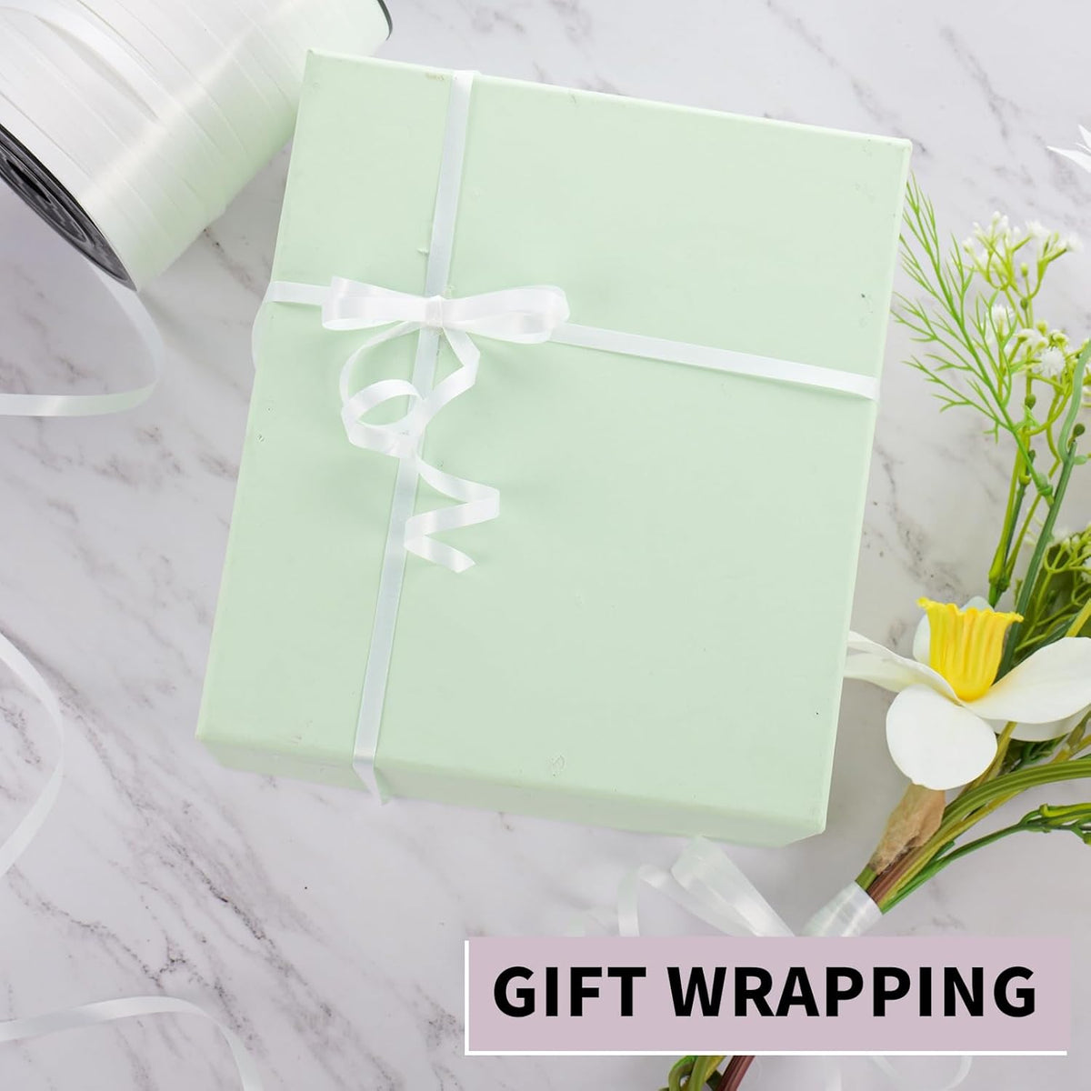 jaikg 1200 Yards White Curling Ribbon 1/5 Inch for Wedding Decor Party Gift Wrapping