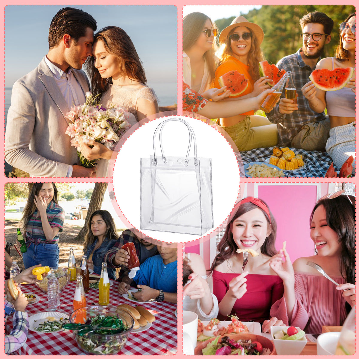 25 pack Clear Gift Bags with Handle 6.3" x 5.9" x 2.8",Plastic Small Gift Bags for Party Favors Wedding Birthday