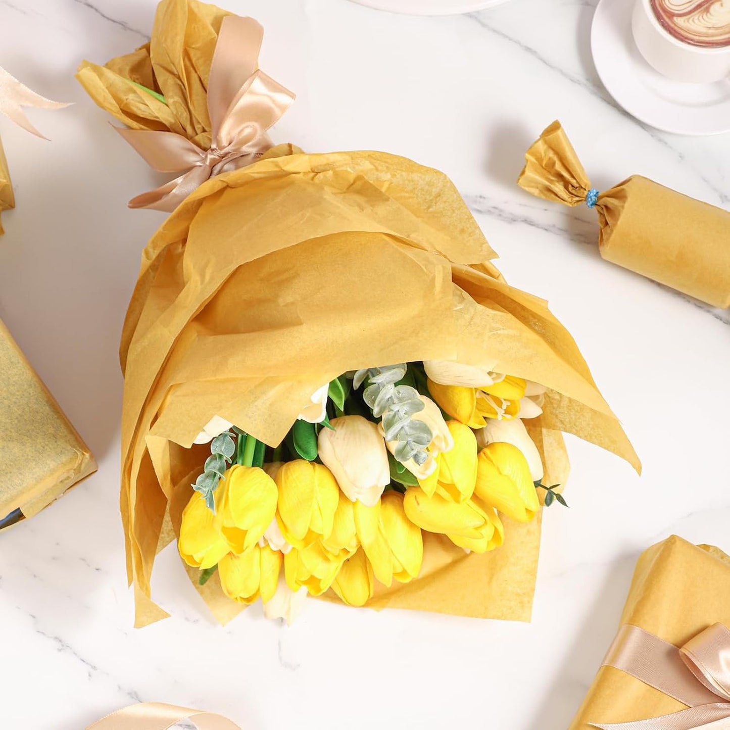 200 Sheets Gold Tissue Paper for Gift Bags, 20x14 Inches, Gift Tissue Paper Bulk for Crafts Christmas Weddings Birthday Party Decorations