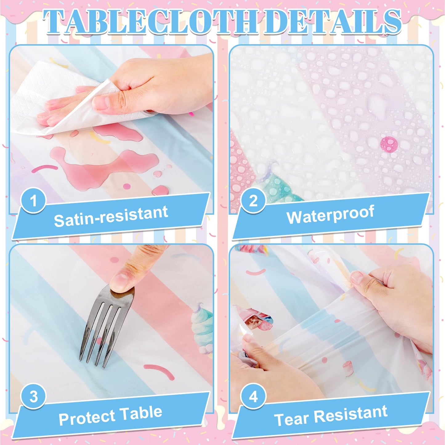 4 Pack Wood Grain Plastic Tablecloth, 54 x 108in Disposable Rectangle Waterproof Table Cover