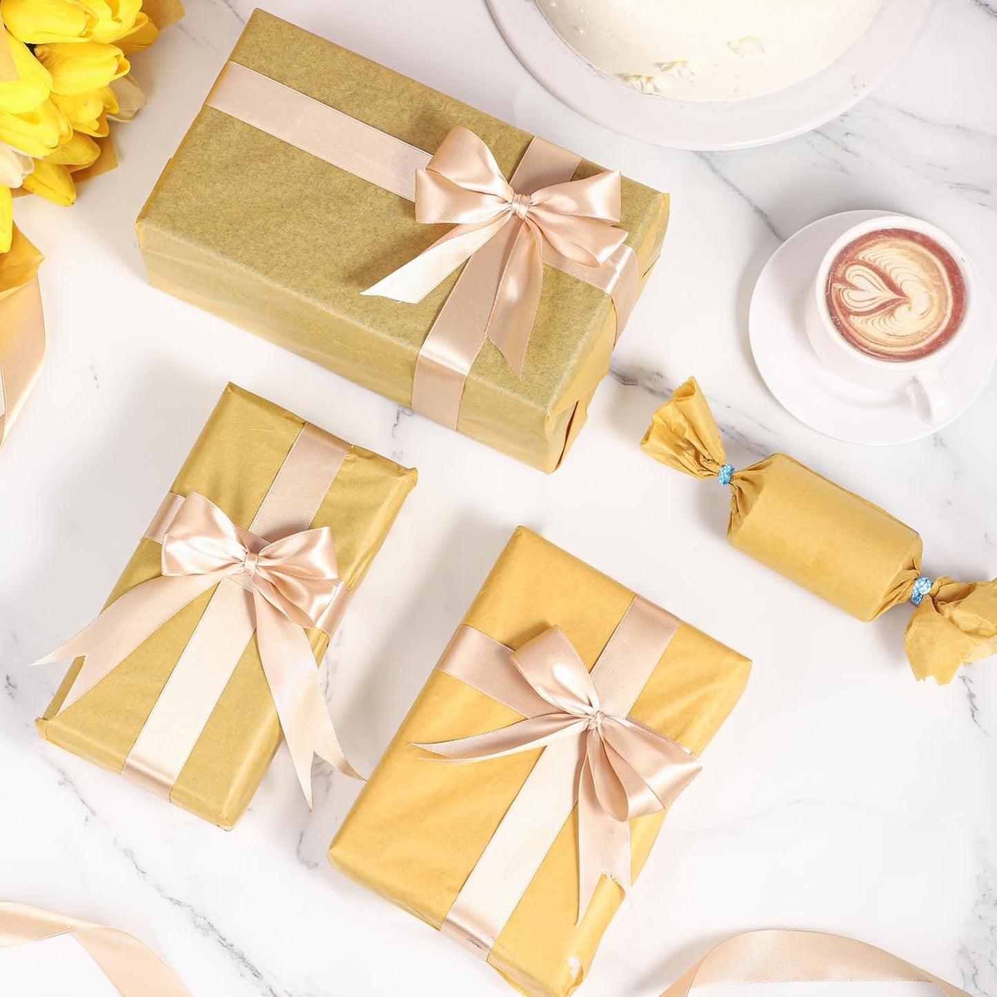 200 Sheets Gold Tissue Paper for Gift Bags, 20x14 Inches, Gift Tissue Paper Bulk for Crafts Christmas Weddings Birthday Party Decorations