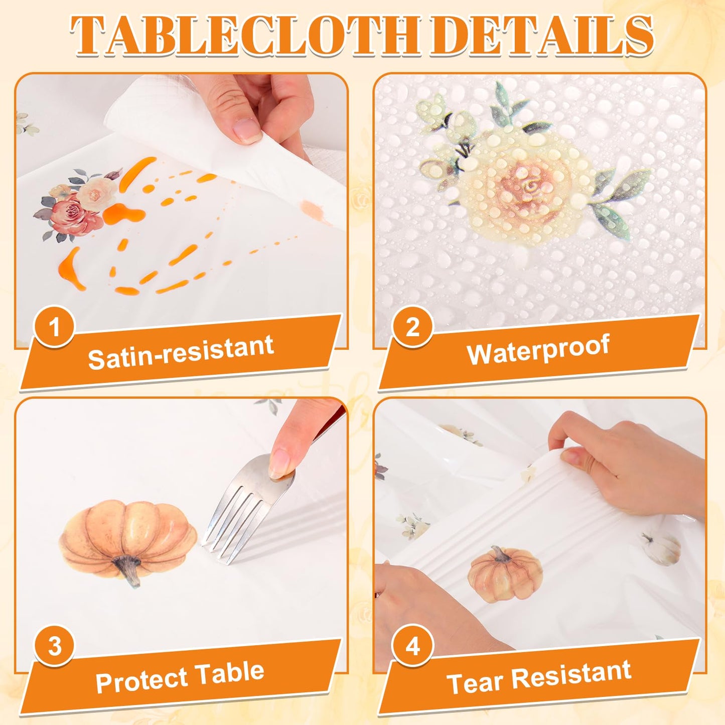4 Pack Wood Grain Plastic Tablecloth, 54 x 108in Disposable Rectangle Waterproof Table Cover