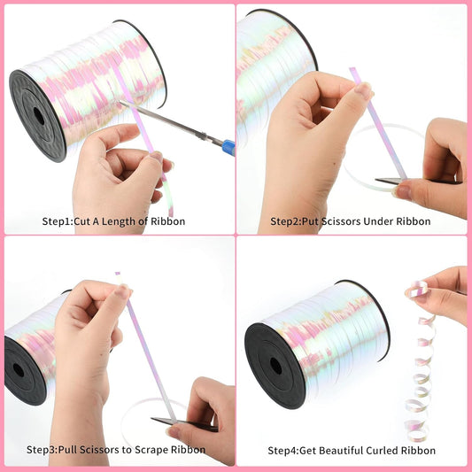 jaikg 1200 Yards Iridescent White Curling Ribbon 1/5 Inch for Wedding Decor Gift Wrapping