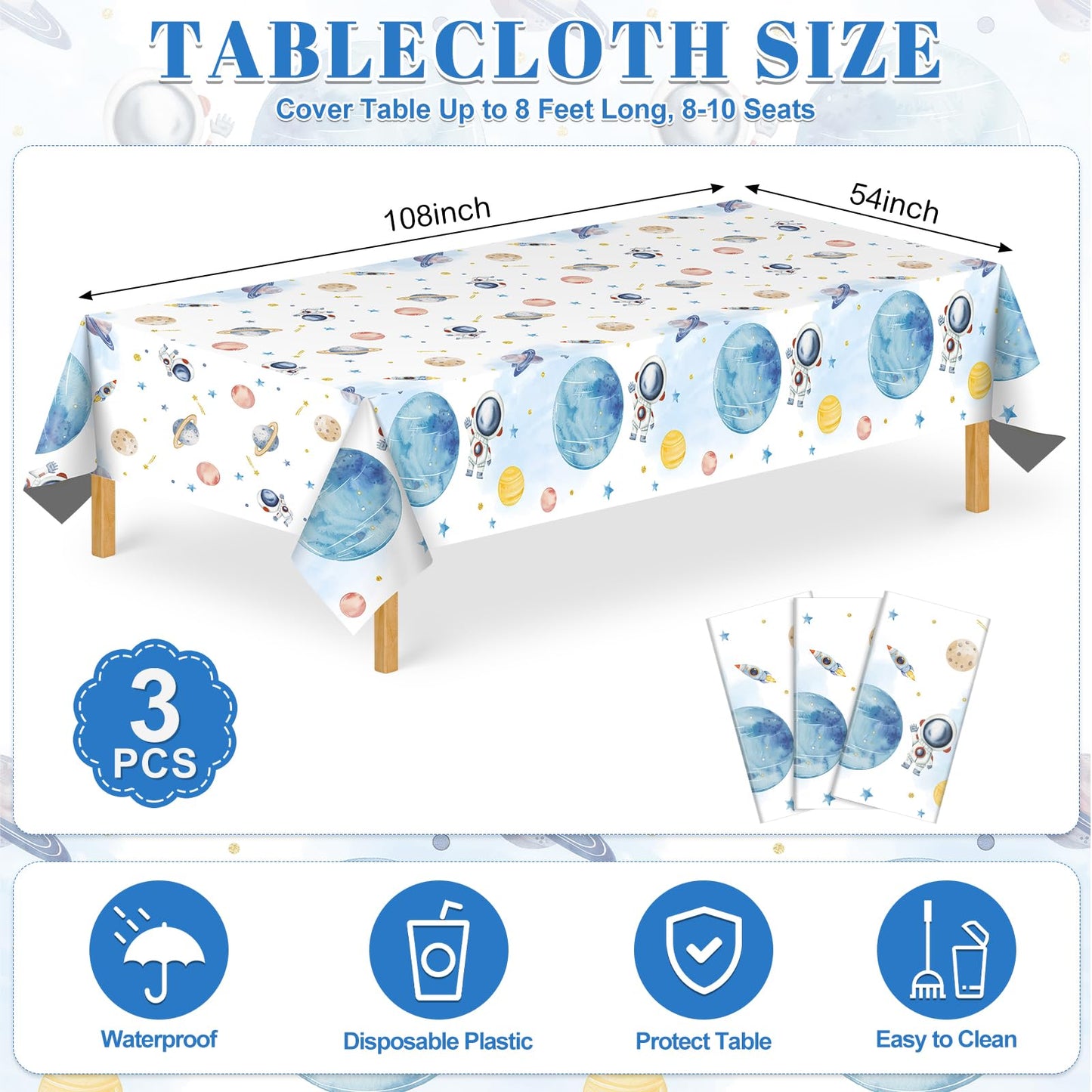 4 Pack Wood Grain Plastic Tablecloth, 54 x 108in Disposable Rectangle Waterproof Table Cover