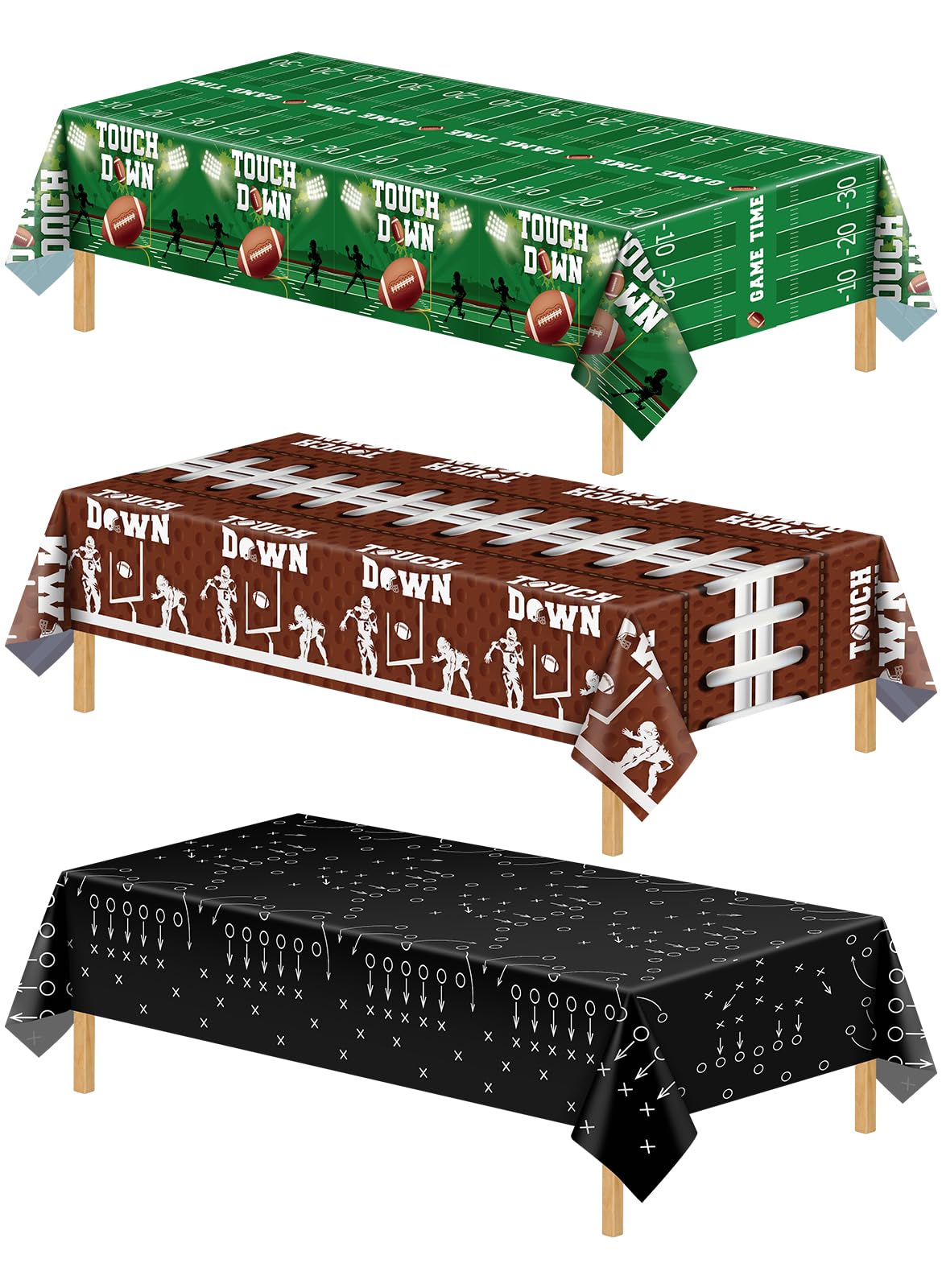 4 Pack Wood Grain Plastic Tablecloth, 54 x 108in Disposable Rectangle Waterproof Table Cover