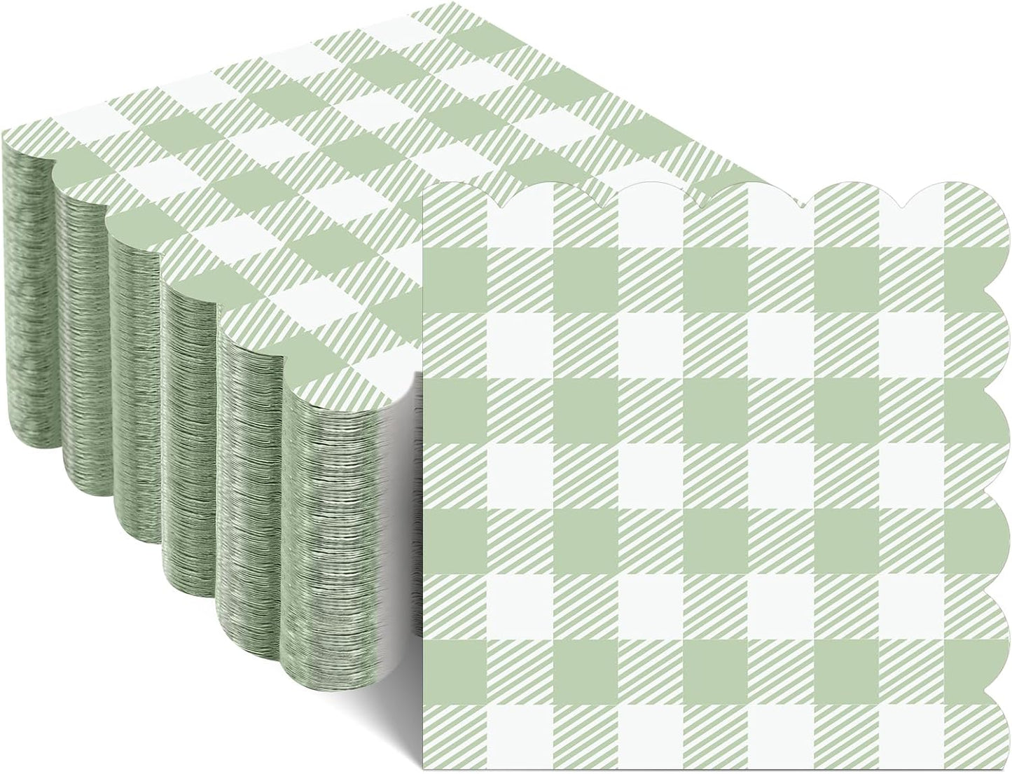 jaikg 140 Pcs 5 x 5 Sage Green Napkin Gingham Disposable for Back to School Party, Wedding, Bridal & Baby Shower