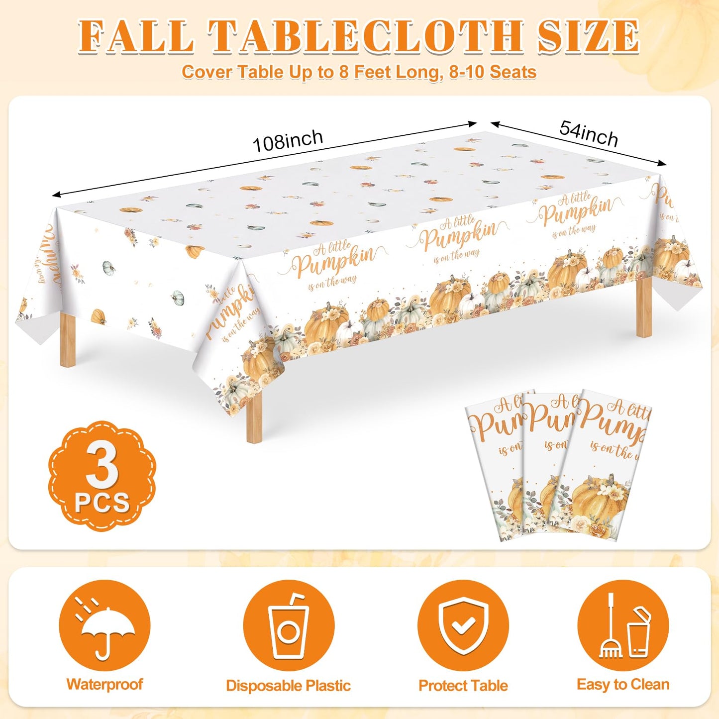 4 Pack Wood Grain Plastic Tablecloth, 54 x 108in Disposable Rectangle Waterproof Table Cover