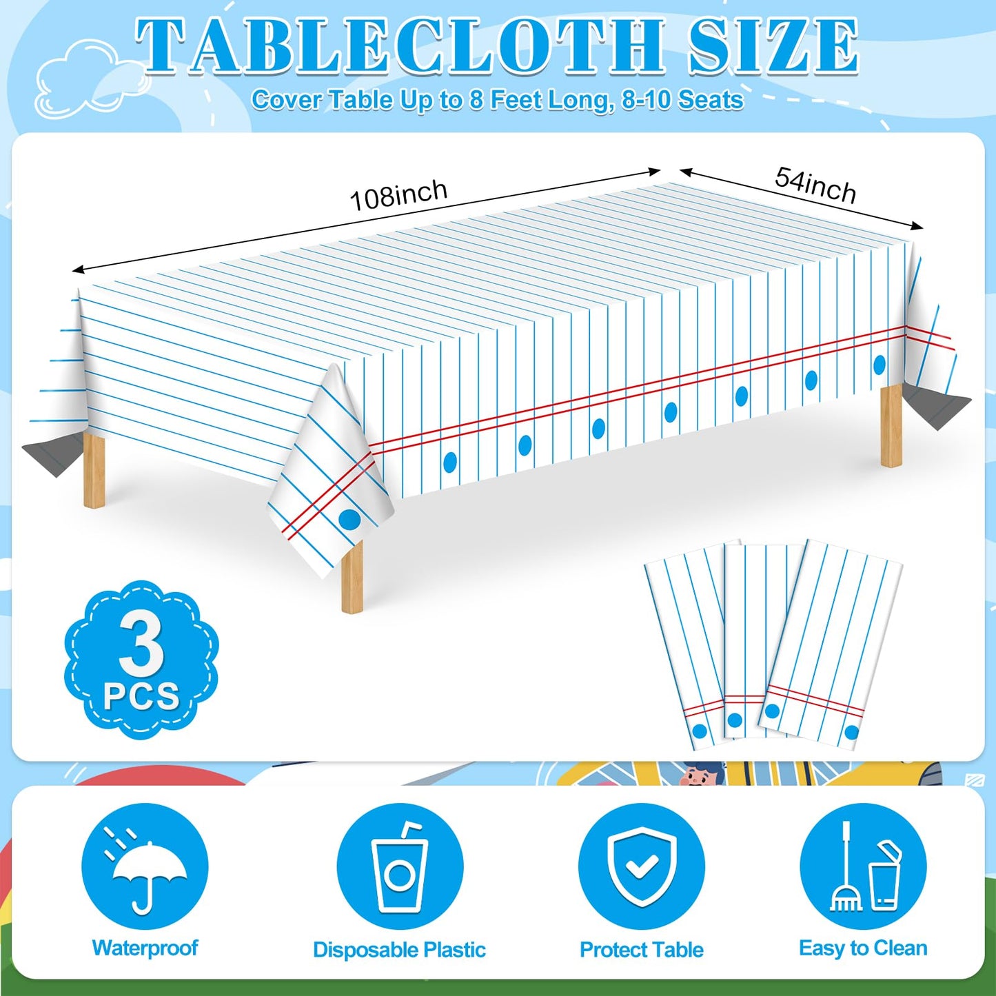 4 Pack Wood Grain Plastic Tablecloth, 54 x 108in Disposable Rectangle Waterproof Table Cover