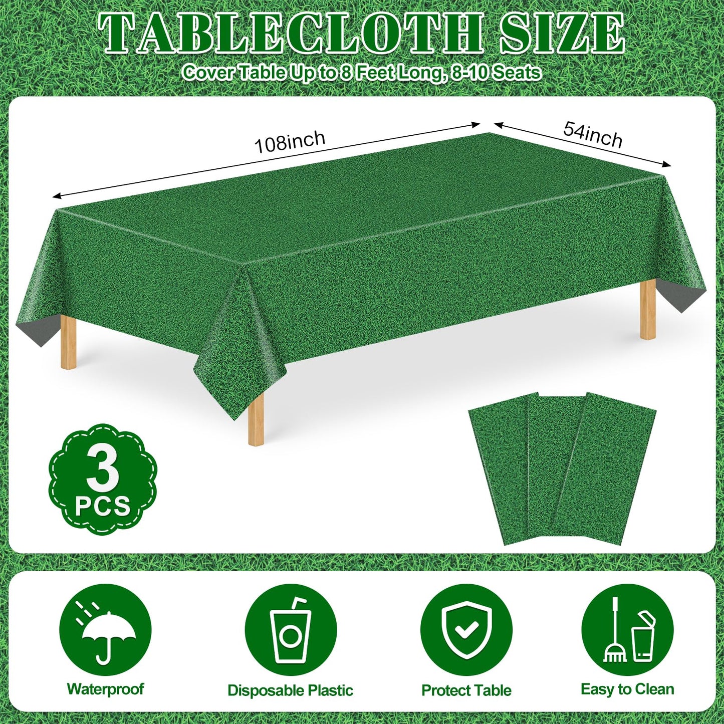 4 Pack Wood Grain Plastic Tablecloth, 54 x 108in Disposable Rectangle Waterproof Table Cover