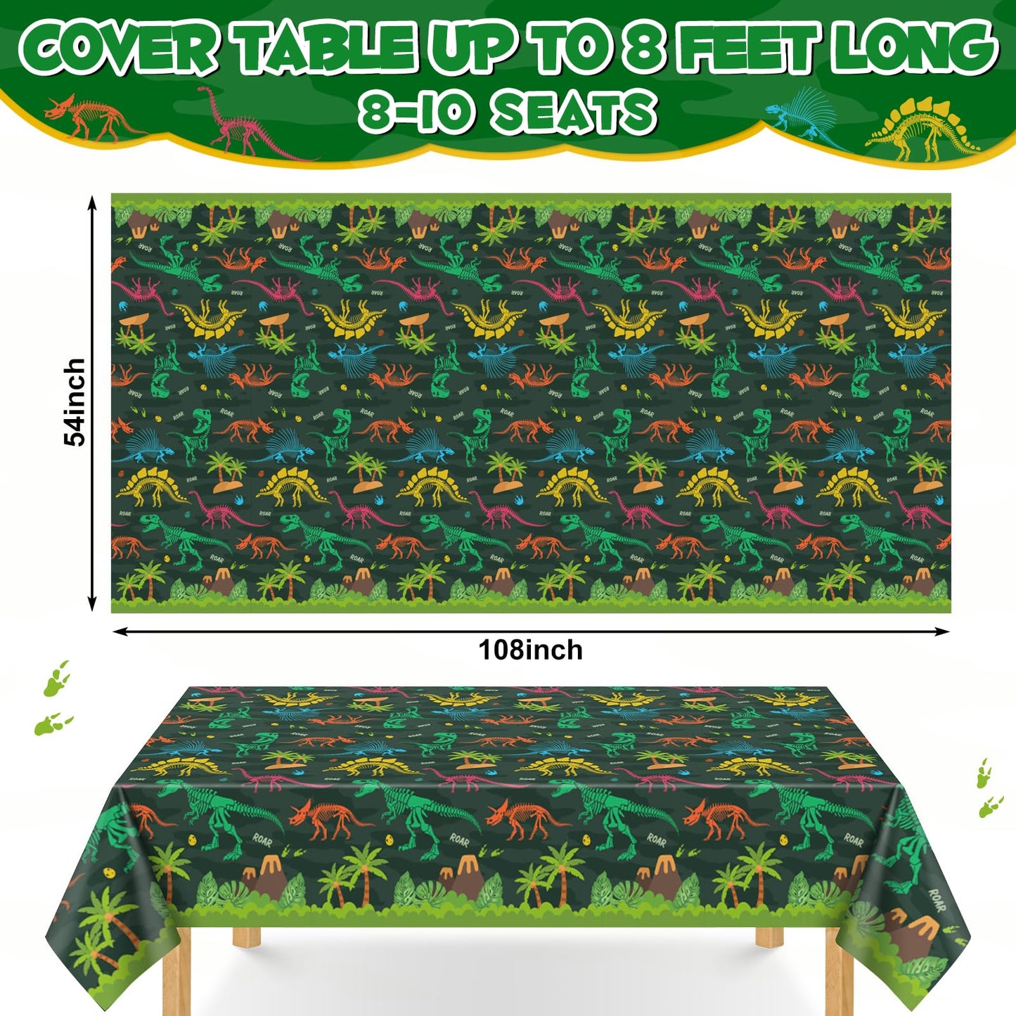 4 Pack Wood Grain Plastic Tablecloth, 54 x 108in Disposable Rectangle Waterproof Table Cover