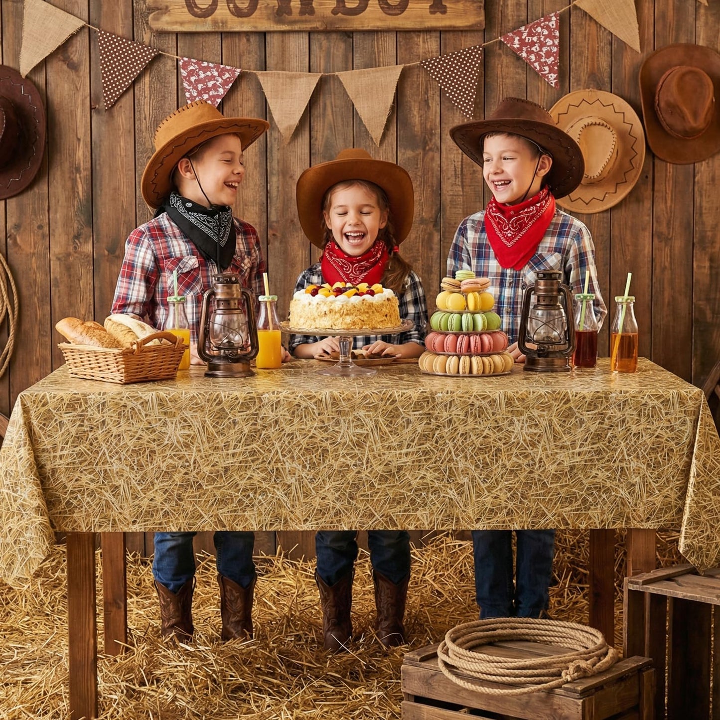4 Pack Wood Grain Plastic Tablecloth, 54 x 108in Disposable Rectangle Waterproof Table Cover