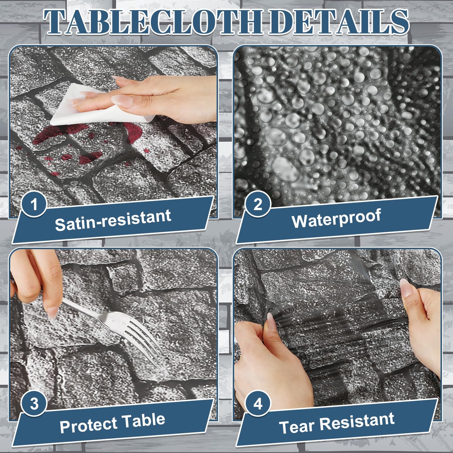 4 Pack Wood Grain Plastic Tablecloth, 54 x 108in Disposable Rectangle Waterproof Table Cover