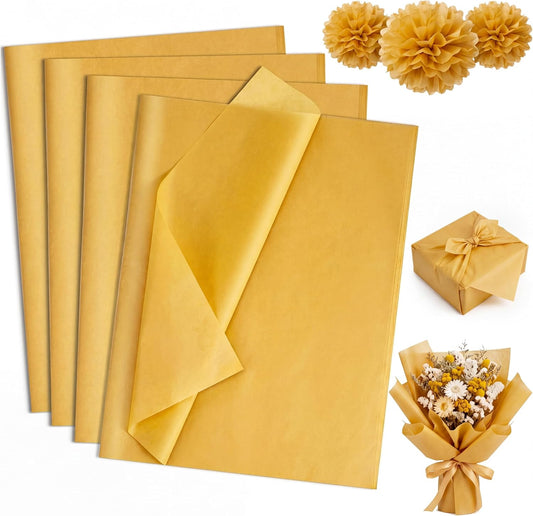 200 Sheets Gold Tissue Paper for Gift Bags, 20x14 Inches, Gift Tissue Paper Bulk for Crafts Christmas Weddings Birthday Party Decorations