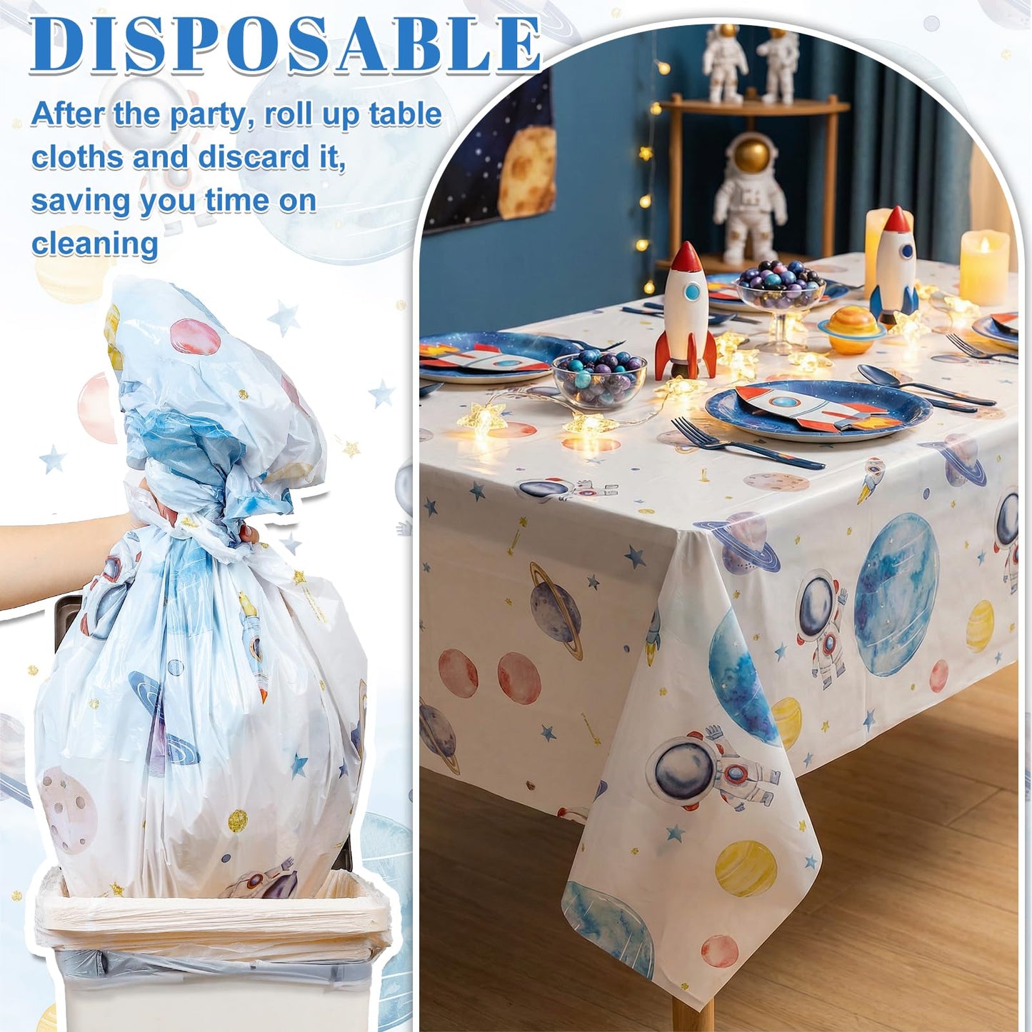 4 Pack Wood Grain Plastic Tablecloth, 54 x 108in Disposable Rectangle Waterproof Table Cover