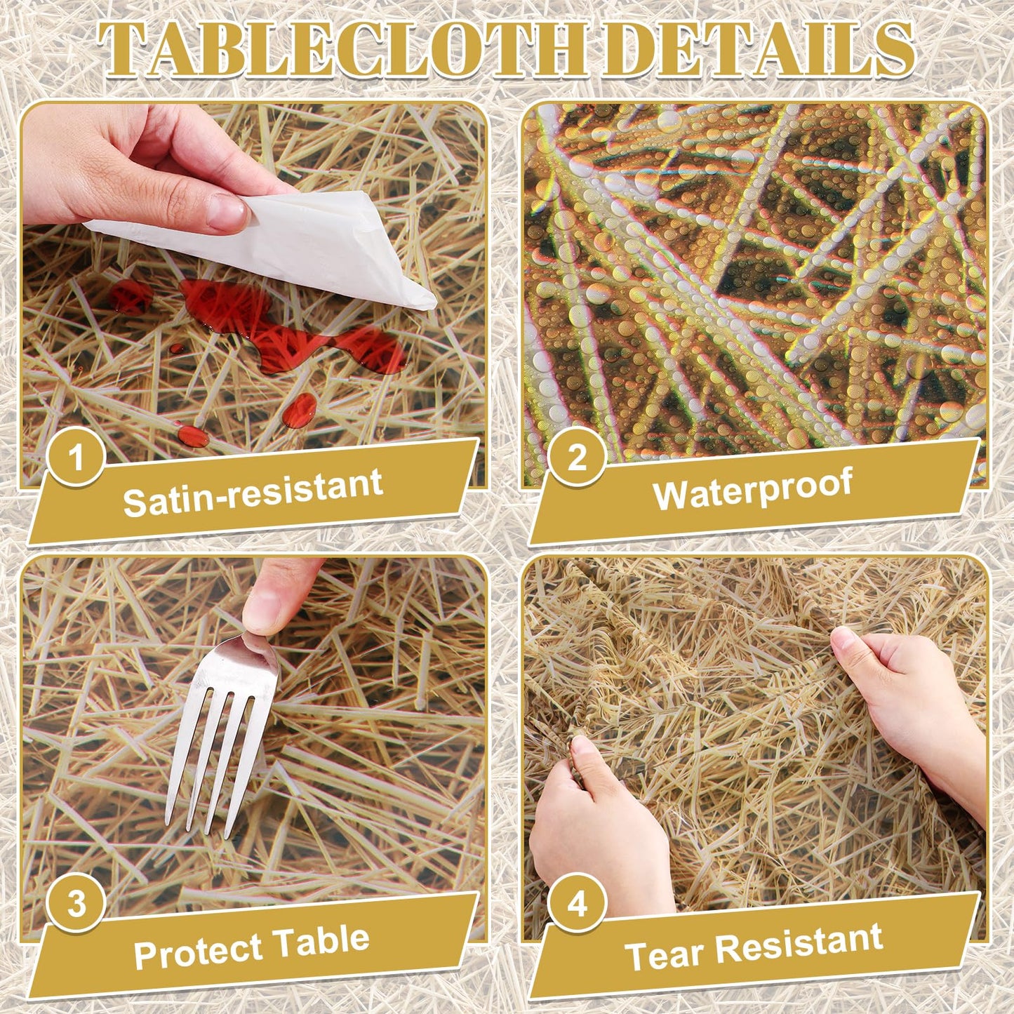 4 Pack Wood Grain Plastic Tablecloth, 54 x 108in Disposable Rectangle Waterproof Table Cover