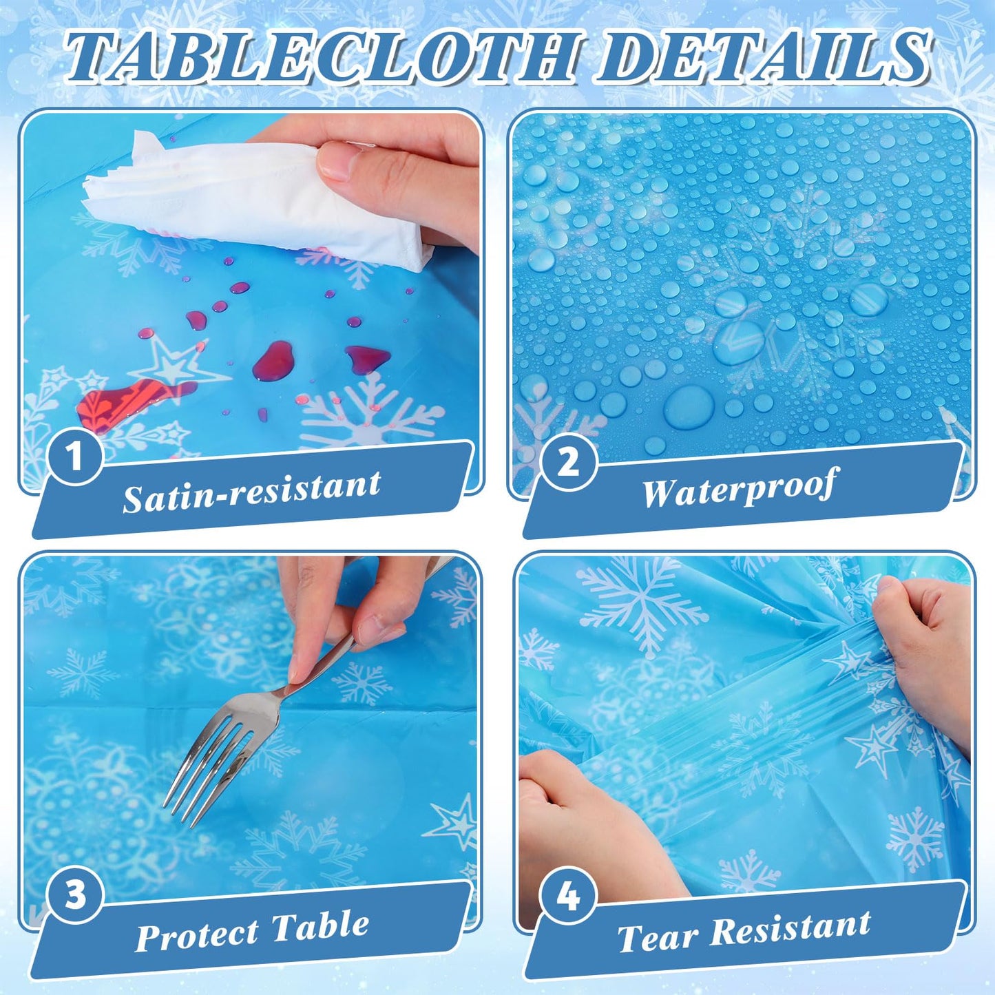 4 Pack Wood Grain Plastic Tablecloth, 54 x 108in Disposable Rectangle Waterproof Table Cover