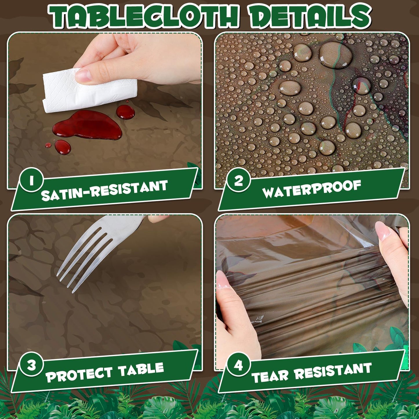 4 Pack Wood Grain Plastic Tablecloth, 54 x 108in Disposable Rectangle Waterproof Table Cover