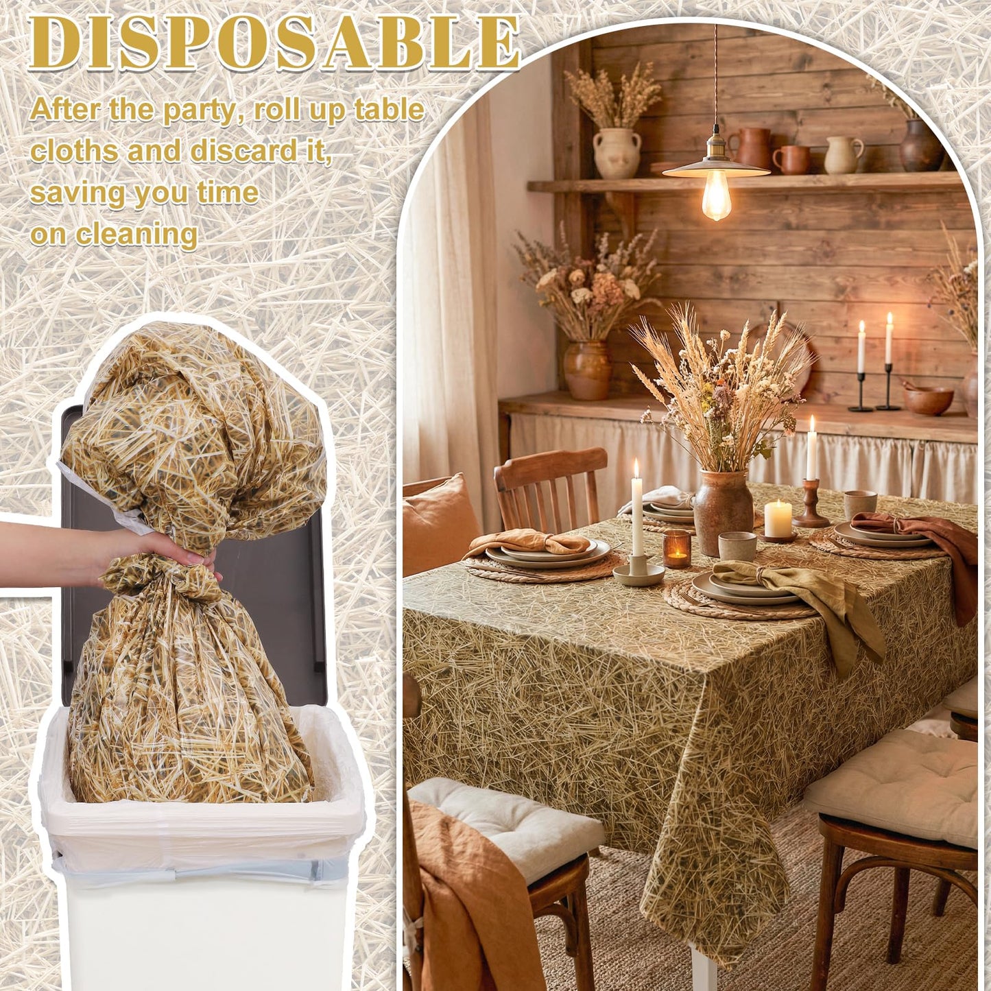4 Pack Wood Grain Plastic Tablecloth, 54 x 108in Disposable Rectangle Waterproof Table Cover