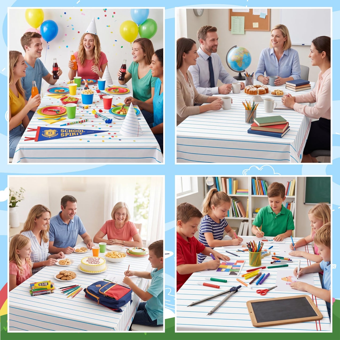 4 Pack Wood Grain Plastic Tablecloth, 54 x 108in Disposable Rectangle Waterproof Table Cover