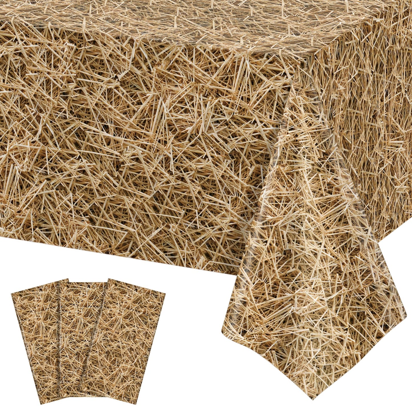 4 Pack Wood Grain Plastic Tablecloth, 54 x 108in Disposable Rectangle Waterproof Table Cover