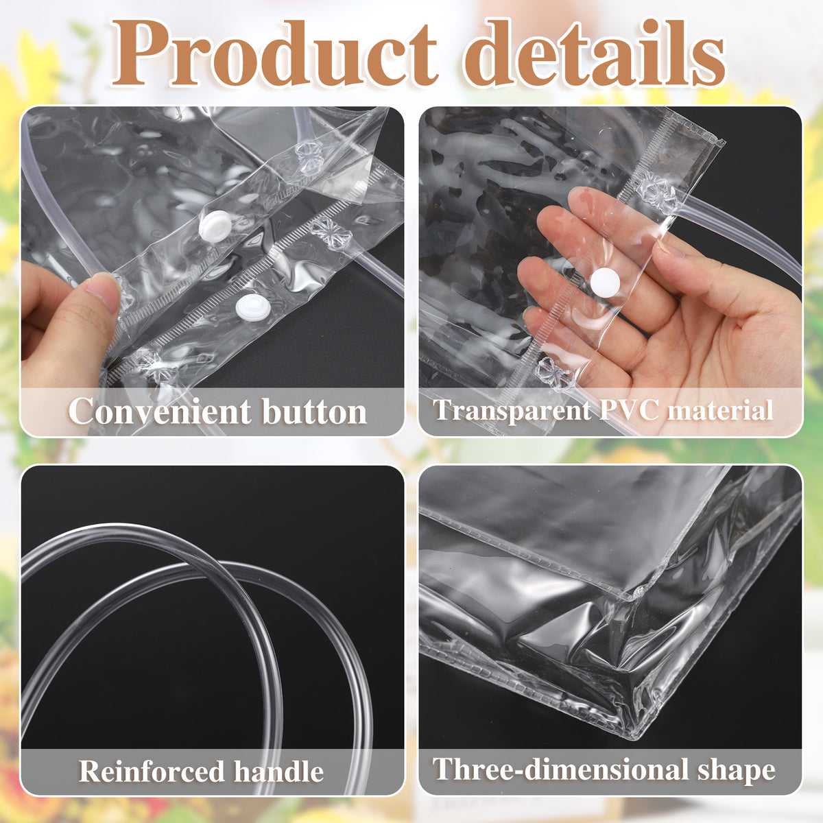 30 Pack Clear Gift Bags with Handle, 6.3" x 5.9" x 2.8" Small Plastic Bag for Party Favors