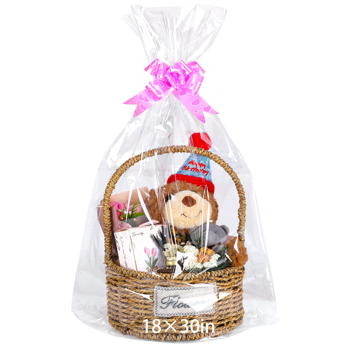30 Pcs Clear Large Cellophane Bags 18x30 Inch Cellophane Wrap Gift Bags for Gift Baskets