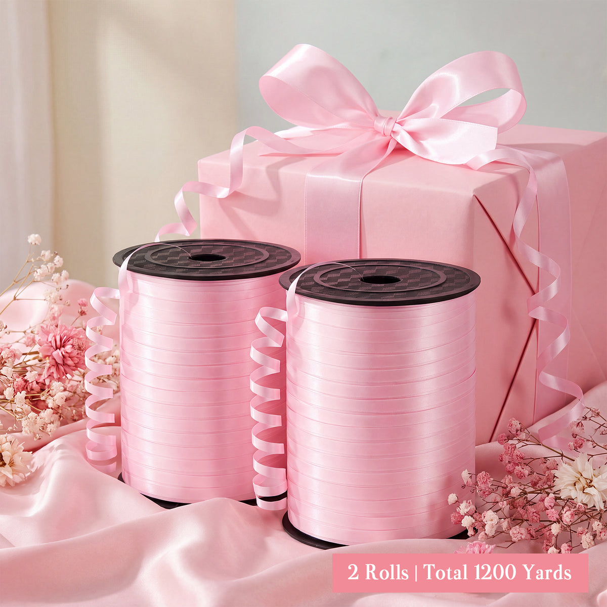 jaikg 1200 Yards Light Pink Curling Ribbon 1/5 Inch for Wedding Decor Gift Wrapping