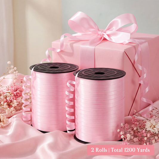 jaikg 1200 Yards Light Pink Curling Ribbon 1/5 Inch for Wedding Decor Gift Wrapping