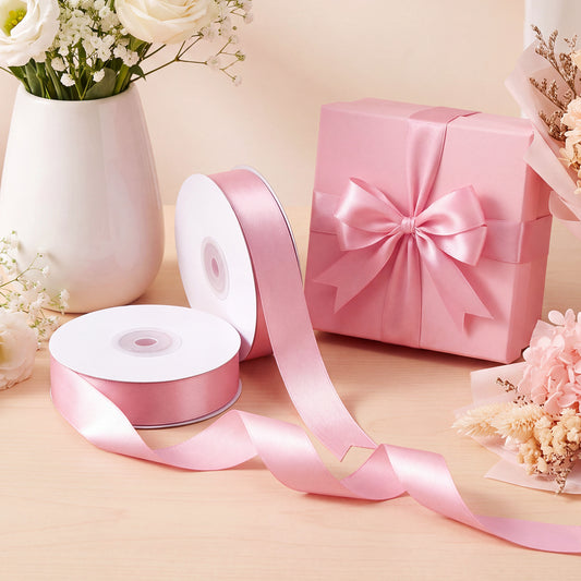 Jaikg Satin Ribbon Pink 2 Rolls 1 Inch x 50 Yards